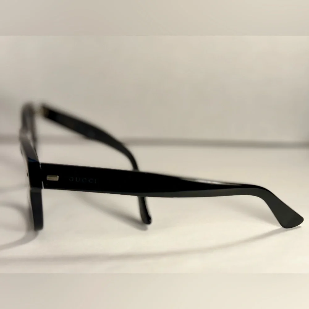 Gucci Black Square Acetate Glasses with Subtle Silver Accents
